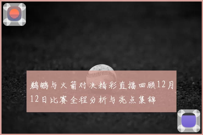 鹈鹕与火箭对决精彩直播回顾12月12日比赛全程分析与亮点集锦